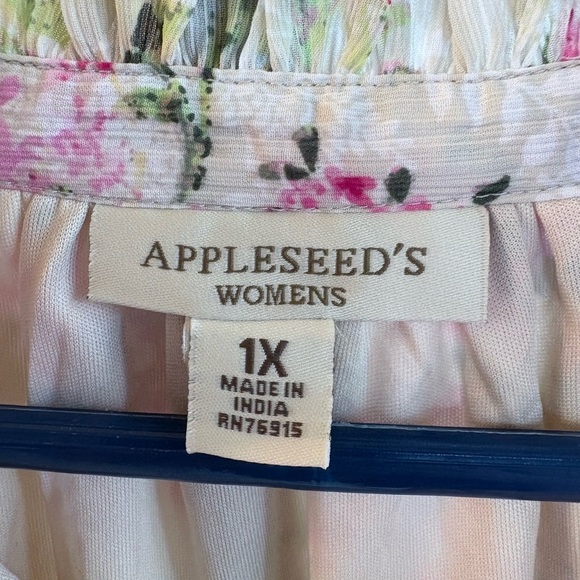 Appleseeds blouse beige/pink floral Size 1X - Picture 5 of 6